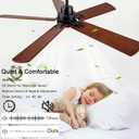 42" Lighted Ceiling Fan, Solid Wood Ceiling Fan, with Remote Control and DC Motor, 5 Blades, Suitable for Living Rooms, Bedrooms, Farmhouses, Hallways, Indoor and Outdoor Ceiling Fans - Black + Walnut