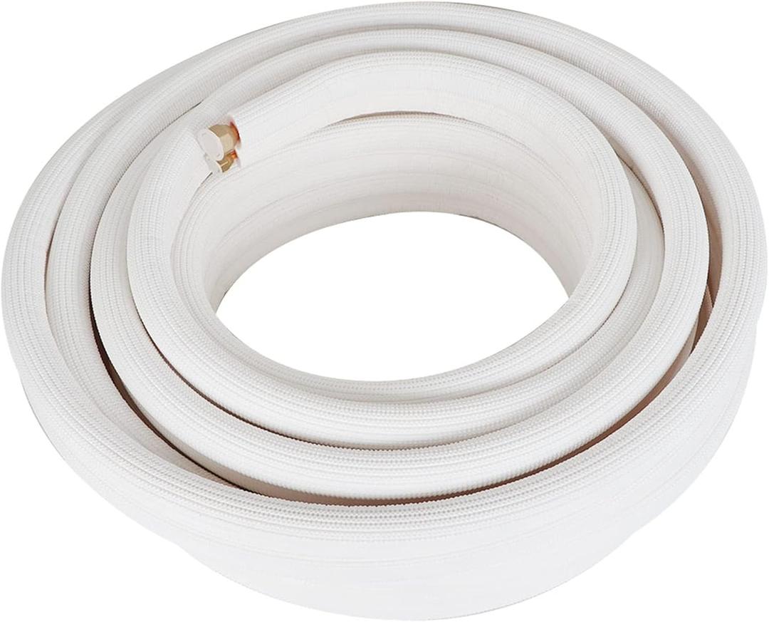 kimllier 50FT 1/4 Inch and 1/2 Inch Air Conditioning Copper Tubing Hose Extension Insulated Copper Hoses Fit for Mini Split Air Conditioner