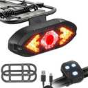 Bike Taillight USB Rechargeable Bicycle Turn Signals with Remote Control Rear Bicycle Light Waterproof Safety Warning Back Lights with 2 Types of Brackets (Set C)