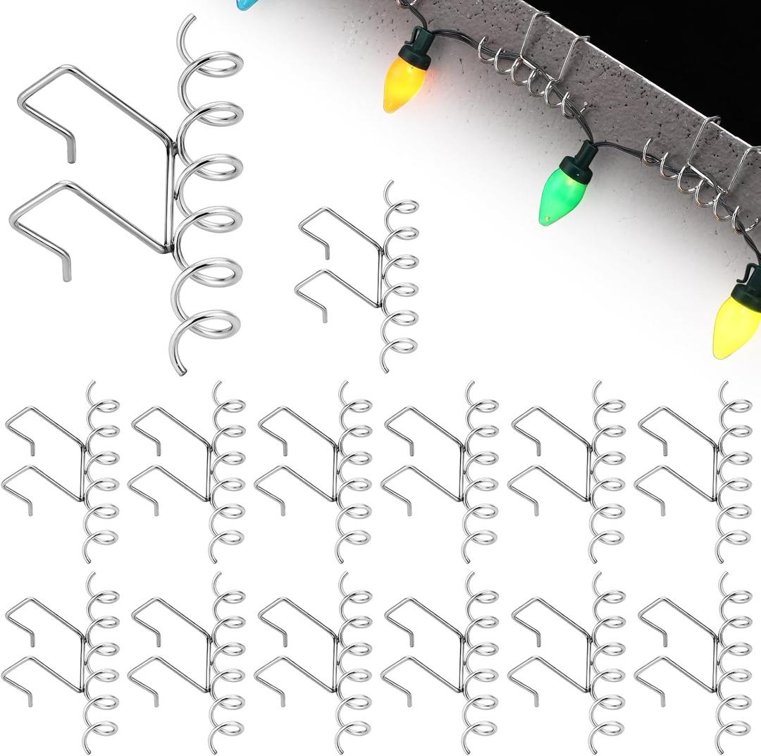 30 Pcs Christmas Gutter Hooks for Outdoor Lights S Shaped Spiral Metal Gutter Hanging String Light Clips Hooks Weatherproof Corkscrew Hangers for Xmas Halloween Outside Ornaments Party Decor