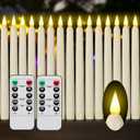 Flameless Taper Candles with Remote Control and Timer, Battery Operated LED Candlesticks with Flickering 3D Flame, 9.60.8 Inches Plastic Fake Candles for Christmas, Wedding and Home Decor (Ivory, 15)