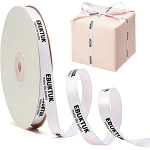 2 x 22 Yards Satin Ribbon for Gift Wrapping, Gift Wrapping Ribbon, White Ribbon for Wedding Bouquet, Fabric Ribbon for Crafts Hair Bows, Decorative Ribbon, Craft Ribbon, Birthday Christmas Ribbon