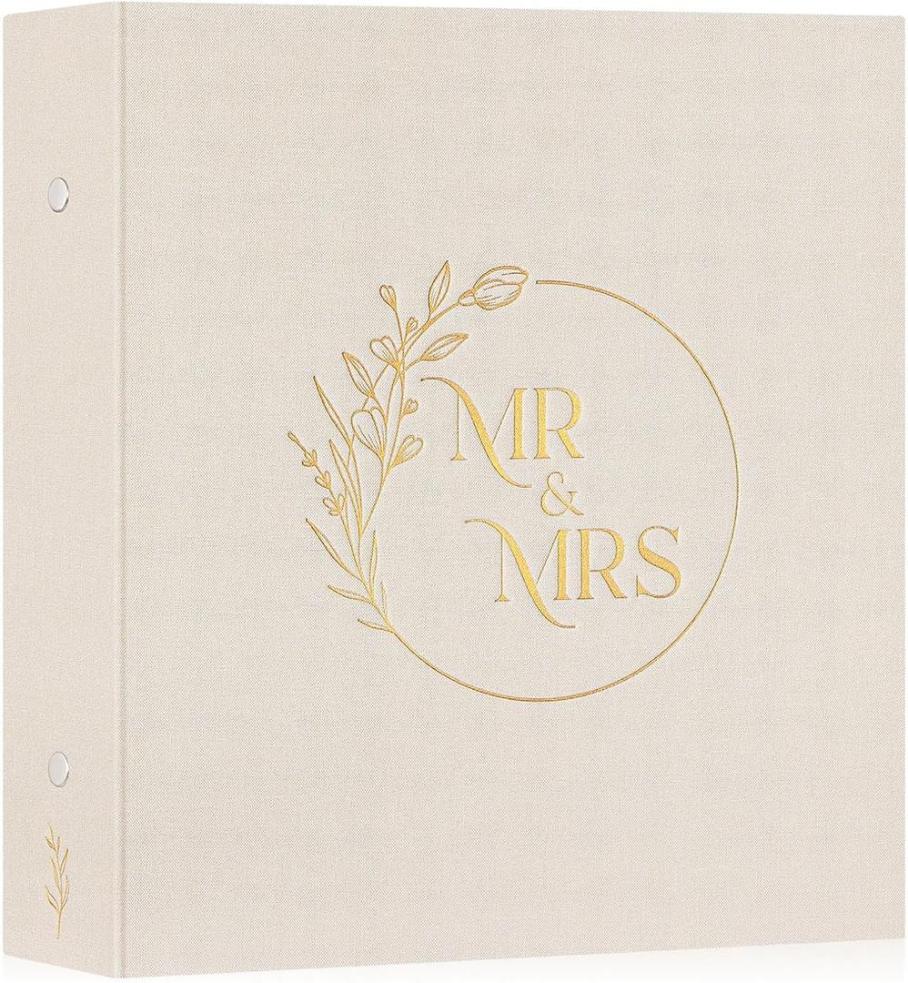 Lanpn Wedding Photo Album 4x6 600 Pockets, Large Capacity Newlywed Marriage Albums Linen Hardcover Slip in Holds 600 horizontal Vertical Photos (Beige)