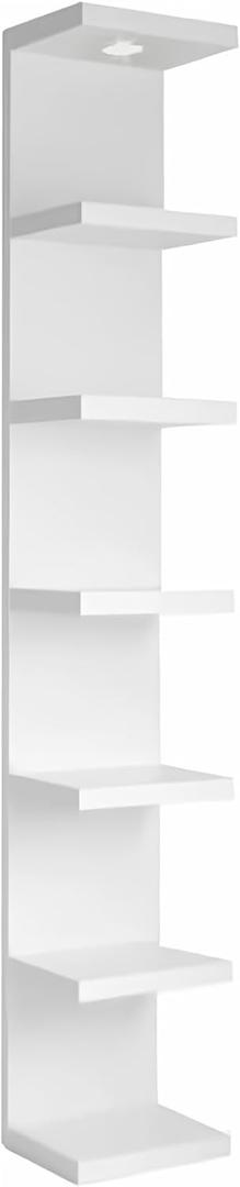 Versatile 7 Tier Wall Shelf Unit, White Lack Wall Shelf, Display Floating Shelf with LED Remote Control Light