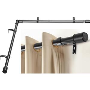 Heavy Duty 1 Inch Corner Curtain Rods Set 30-76 Inch Curtain Rod for Windows L Shaped Curtain Rods Window Curtain Rods Set (Black)