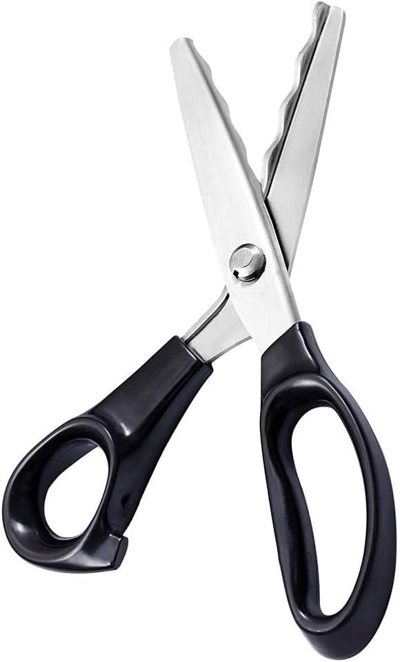 Professional Pinking Shears, Comfort Grip Handle Stainless Steel Dressmaking Scissors Sewing Art Craft Cut Tool, Serrated and Scalloped Blade Cutting Scissor for Fabric Decoration (Scalloped 18mm)