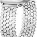 JR.DM Silver Bands Compatible with Apple Watch 38mm 40mm 41mm 42mm(S10/11) for Women Dressy Pretty Metal Honeycomb Luxury Elegant Strap Replacement for iWatch Series 11/10/9/8/7/SE/6/5/4/3/2/1