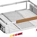 1 Pack Expandable Pull Out Cabinet OrganizerSide Mounting 16.3~26.3"x17.3"Cabinet Pull Out Shelves, Expandable Slide Out Spice Rack for Kitchen Bathroom Office