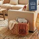 Coeusy Toilet Paper Storage Basket, Water Hyacinth Toilet Paper Holder for Up to 6 Mega Rolls, Wicker Basket for Bathroom Accessories Organizer, Boho Hand Woven Rattan Decorative Decor, Natural