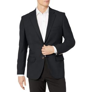 Amazon Essentials Men's Long-Sleeve Classic-Fit Button-Front Stretch Blazer (50, Black)