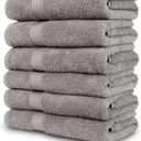 Pleasant Home Bath Towels Set of 6 (24 x 50) 100% Cotton, 515 GSM | Lightweight, Soft & Absorbent Luxury Towels for Bathroom | for Gym, Pool & Spa | 6 Pack, Gray (Grey)