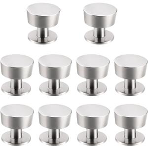 Tauno 10Pack Brushed Satin Nickel Cabinet Knobs Single Hole Kitchen Cabinet Handles, Solid Round Drawer Knob and Pulls for Bathroom Cabinets, Dresser Zinc Alloy Cabinet Hardware