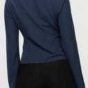 ECHOINE Women Button Down Shirts Long Sleeves Slim Fitted Casual Collared Blouses Work Striped Tops (Blue, M)