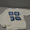 Infant Toddler Baby Girls Pullover Sweater Handmade Crochet Squarey Floral Crewneck Knitwear Fall Winter Clothes (White, 18-24 Months)