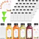 80pcs 8oz Pcs Juice Bottles, Juice Bottle with Caps Reusable Empty Clear Bottles with Label, Funnel, Brush Bulk Beverage Containers for Juicing, Drinking, Smoothie and Other Beverages (8oz)