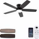 Ceiling Fans with Lights, 48Inch Low Profile Ceiling Fan with Light and Remote/App Control, Flush Mount, Reversible, 3CCT, Dimmable, Noiseless, Indoor/Outdoor Patios (Brown)