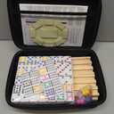 Mexican Train Dominoes Set with 4 Wooden Trays/Racks, Double 12 Dominos Travel Set with 4 Domino Tiles Holders, 91 Tiles Double 12 Colored Dominoes Game Set with Portable Case for Families Kids