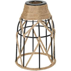 1 Pack Industrial Hemp Rope Pendant Lamp Shade, Small Vintage Boho Hanging Light Shades, Mini Rustic Metal Cage Lampshade for E27 Chandelier Wall Sconces Ceiling Hanging Pendant Light Fixture