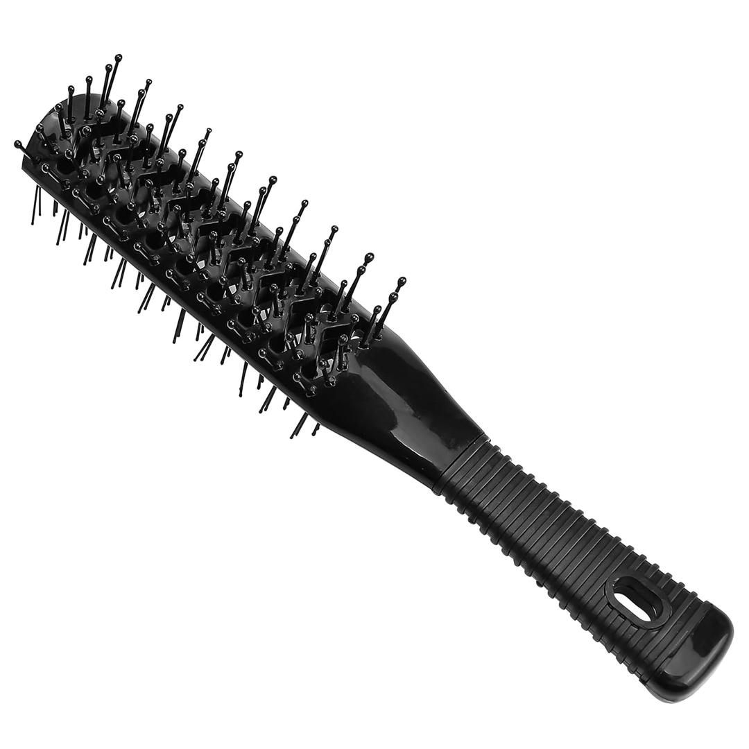 Vented Hair Brush, Anti Static Double Row 2 Sided Comb Best For Blow Drying Styling Care Style Mens Woman Women, Bristle Two Dual Vent Plastic Half Round Professional Brushes With Ballpoint Pins-Black