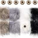 Boao 8 Pcs Faux Fur Pompoms for Hats with Removable Press Button Faux Fur Fluffy Pompom Balls Knit Hats Clothing Accessories for Bobble Hat Knitting Shoes Scarves Bag(4 Color)