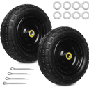 13 Inch Solid Rubber Tires, 4.006 Tire Flat Free with 5/8" Bearings, 2.17" Offset Hub for for GOR Garden Carts, Garden Wagon Carts, Trolleys, Hand Trucks and Utility Cart(2 Pack)