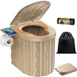 Portable Toilet, Upgraded 15'' toilet With Removable Paper Holder, Camping Toilet With A Load Capacity Of 450 Lbs, Portable Potty for Camping, Hiking, Road Trip, Car, RV, Tent, Beach, Truck Drivers