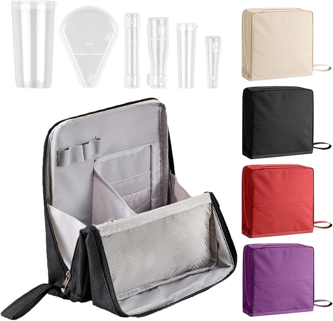 Standing Makeup Bag Organizer with 6 Brush Guards, Portable Makeup Organizer Bag for Travel, Stand Up Cosmetic Case with Brush Protectors (Black)