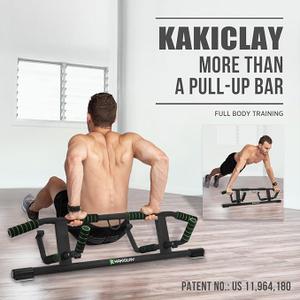 2025 Upgrade Multi-Grip Pull Up Bar with Smart Larger Hooks Technology - USA Original Patent, Designed, Shipped, Black/Green