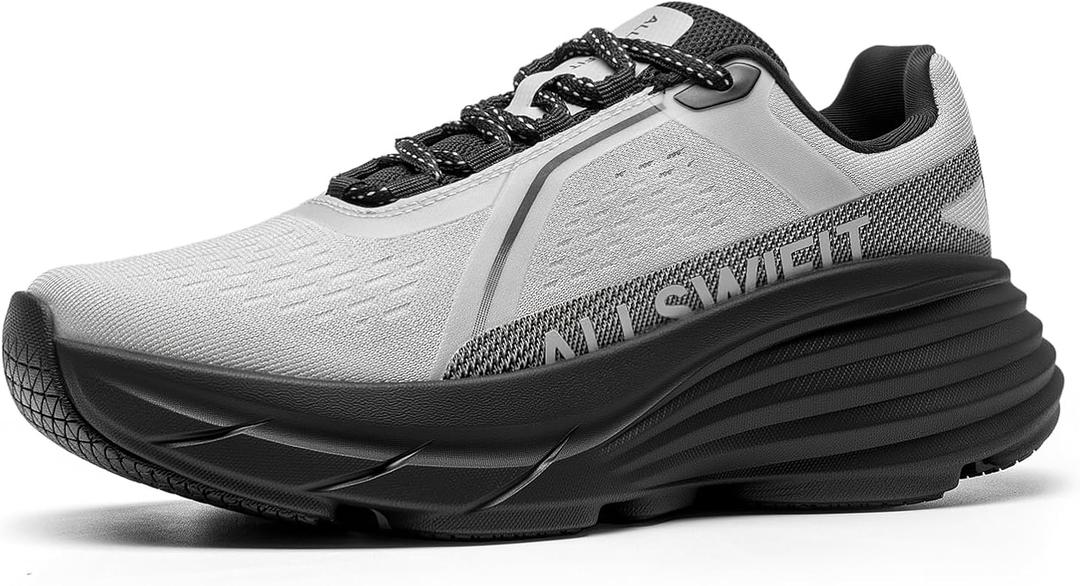 ALLSWIFIT Women's Comfortable Walking Shoes Cushion Lightweight Running Tennis Non-Slip Jogging Workout Gym Athletic Breathable Fashion Sneakers, Size 11, Grey/ Black, AWUMRS2513