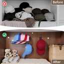Baseball Cap Rack Wall Mount, 2 Wire Baskets with Front Hooks, Plus 2 Long Hooks, Metal Hat Organizer for 40+ Caps, Black