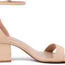 DREAM PAIRS Womens Low-Chunk Low Heel Pump Sandal,Size 7W, Nude,LOW-CHUNK