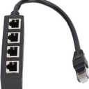 RJ45 1 to 4 Splitter Adapter - Passive Ethernet Splitter Extends One Port to 4 Female Ports for Cat5, Cat5e,Cat6,Cat7,RS485,Cable Management & Single Device Setups | Not a Network Switch