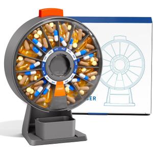 Odaro Large Pill Dispenser, Weekly Pill Organizer 7 Day Am Pm / 14 Day Pill Box, Daily Medicine Pill Organizer with Wall-Mounted or Standing Use for Vitamin, Supplement, Medicine - Gray