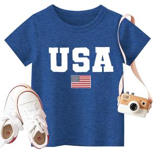 Boys Girls Patriotic Shirts-4th of July Shirt Kids USA Shirts American Flag Tshirt Tops (3T)