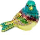Turquoise Green Bird Trinket Boxes Hinged,Bird Decor with Crystals Enamel Jewelry Box.Necklace Ring Box Earrings Storage.Collectible Birds Lover Gifts Figurines Home Decor
