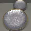 Rubtlamp 60Pcs Clear Plastic Plates, Clear Disposable Plates With Gold Rim, Heavy-duty Gold Plates, Hammered Party Plates Include 30Clear Dessert-Platos, 30Dinner-Platos for Wedding, Party