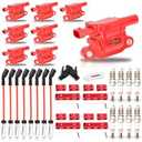 8 Pack Red Square Upgraded Ignition Coil Pack and Spark Plugs and Wires Set for Buick/ Cadillac/ Chevrolet/ GMC/ Hummer Escalade Express Savana 2500 5.3L 6.2L 6.0L 4.8L Replaces UF413 12570616