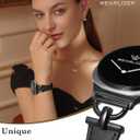 Wearlizer Leather Bands Compatible with Samsung Galaxy Watch 8 Band 40mm 44mm/Watch 8 Classic 46mm, Dressy Designer Slim Leather Strap Wristband Accessories with D-Shape Metal Buckle for Women