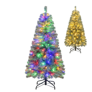 Pre-Lit Blue Artificial Christmas Tree Slim with 9 Lighting Modes-4.5 ft, Blue