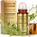 50ml Natural Organic Castor Oil Roll On Bottle, Polished Rose Quartz Massage Roller Ball, Portable Skin Nourishing Tool for Facial and Body Daily Care