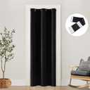 SHINELAND Closet Curtains for Bedroom Door/Narrow Window/Doorway,80 Inch Length,Privacy Heat Blocking Thermal Insulated Energy Efficient Curtain for 24"/28"/30"/32" Doors,Black (34"W x 80"L (Pack of 1))