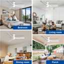 Depuley 52-Inch Ceiling Fans with Lights: White 3 Blade Flush Mount Low Profile Ceiling Fan for Bedroom - Dimmable Indoor Outdoor Fan with Remote APP Control Ultra Quiet DC Motor Timer