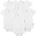 PurComfy Supersoft Short Sleeve Baby Bodysuits, Premium Bamboo Rayon Bodysuit Unisex Boy Girl (18-24 Months, Cream (6-pack))