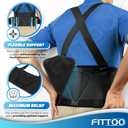 FITTOO Back Brace with Removable Suspenders & Lumbar Pad for Back Pain Relief, Heavy Lifting Support, Moving and Warehouse Jobs, Lower Back Pain Protection Belt for Men & Women in Construction (Medium (Pack of 1), Coal)