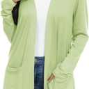 Womens Casual Lightweight with Pocketes Long Sleeve Open Front Cardigan, Large