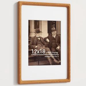 Heimlove 12x18 Picture Frames Natural Teak, Original Wood Hand Make Crafted Certificate Frame with Mat to 8.5x11 Graduation Picture Display, Family Picture, Wedding Picture, Diploma, Photo Wall Mounted