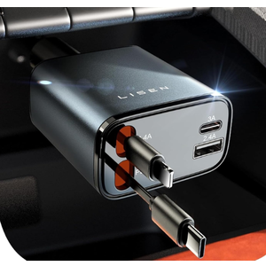 LISEN Retractable Car Charger, for Valentines Day Gifts for Him Her, 69W Cars Adapter USB C Fast Charger for iPhone 17 15 12, Car Accessories Gadgets for Men, Anniversary Birthday Gifts for Men Women