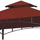 Grill Gazebo Replacement Canopy Top - Wonwon 5x8 Gazebo Roof Double Tiered Outdoor BBQ Roof Cover Grill Shelter Only Fit for Model L-GG001PST-F (Burgundy)