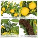 Lemon Wreaths for Front Door 20 inch Spring Door Wreath Small Artificial Wreath with Wildflowers Lemons for Spring Decor Greenery Wreath for Home Kitchen Wall Window Farmhouse Indoor Outdoor Décor