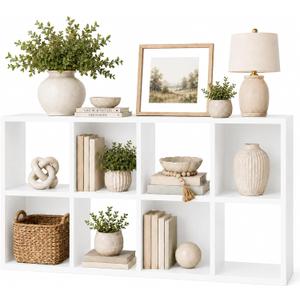 IULULU 8-Cube Storage Organizer, Freestanding Bookcase Display Shelf, White